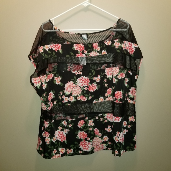 COPY - Torrid Striped Floral Mesh Top - Picture 2 of 7